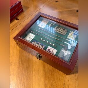 Wooden Golf Memorabilia Display Box Large with Glass LidCollectibles Case